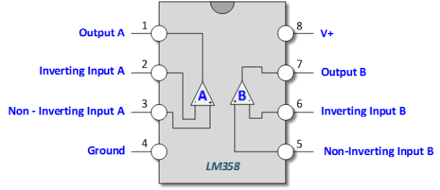 LM358 Op Amp Pin Outs